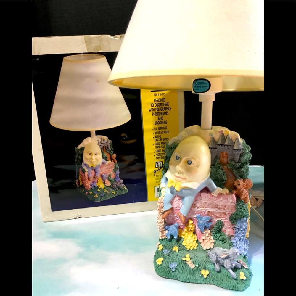 HUMPTY DUMPTY LAMP HAND PAINTED FABRIC SHADE 90s